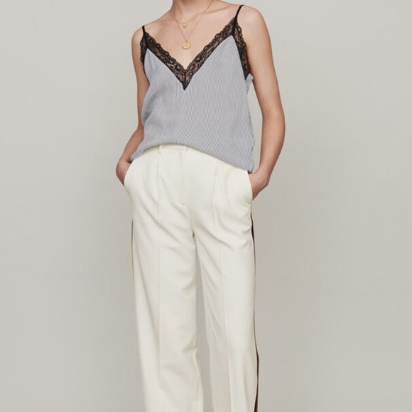 MAJE STRIPED CAMISOLE WITH LACE TRIM. SIZE 2. NEVER WORN - Picture 5 of 6